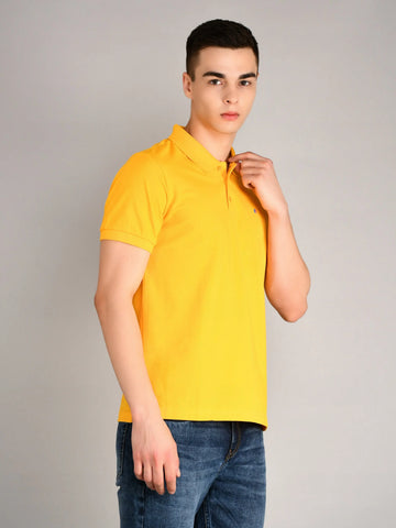 Lemon Yellow Solid Polo Tshirt Tim Paris