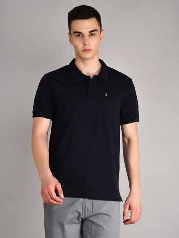 Navy Solid Polo Tshirt Tim Paris