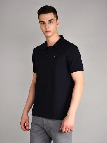 Navy Solid Polo Tshirt Tim Paris
