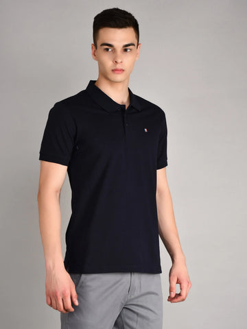 Navy Solid Polo Tshirt Tim Paris