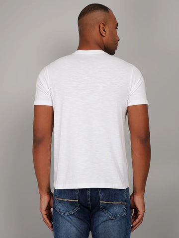 White Graphic Print Regular Fit T-shirt Tim Paris