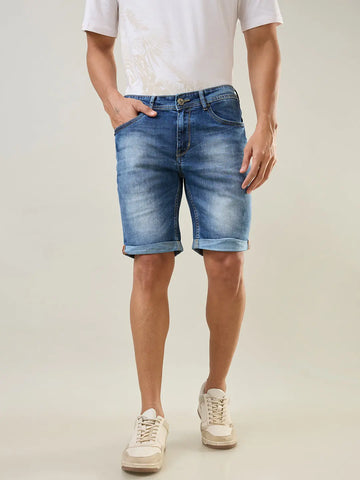 Blue Regular Fit Shorts Tim Paris