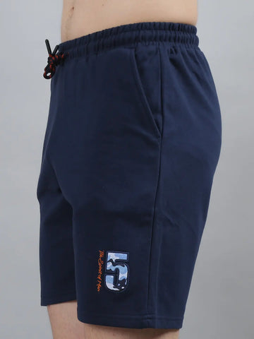 Navy Blue Knitted Stretch Shorts Tim Paris