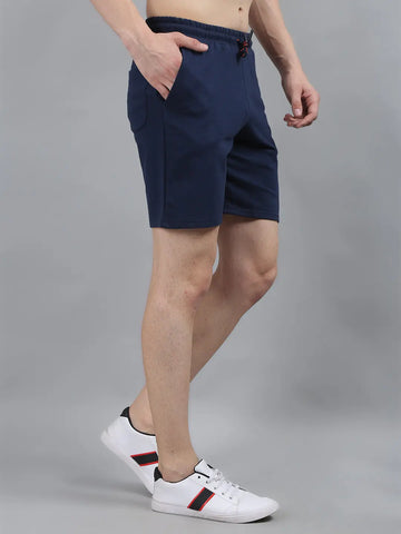 Navy Blue Knitted Stretch Shorts Tim Paris