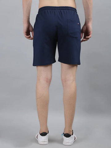 Navy Blue Knitted Stretch Shorts Tim Paris
