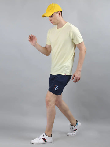 Navy Blue Knitted Stretch Shorts Tim Paris
