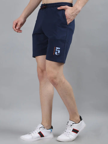 Navy Blue Knitted Stretch Shorts Tim Paris