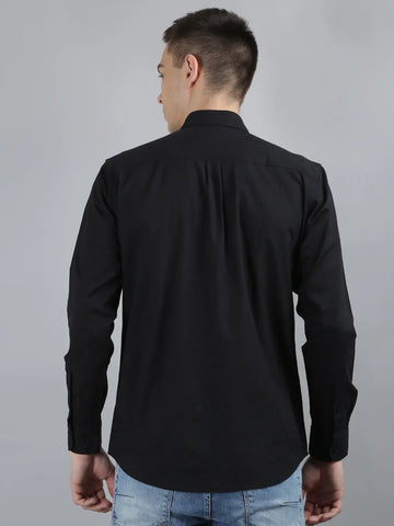 Black Solid Regular Fit Shirt Tim Paris