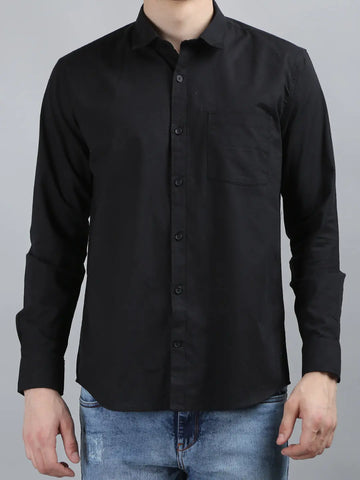 Black Solid Regular Fit Shirt Tim Paris