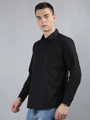 Black Solid Regular Fit Shirt Tim Paris