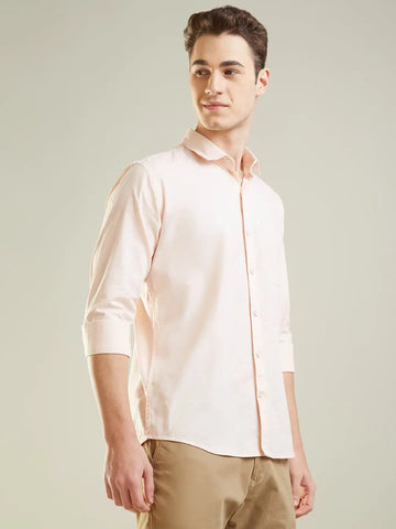 Peach Solid Regular Fit Shirt Tim Paris