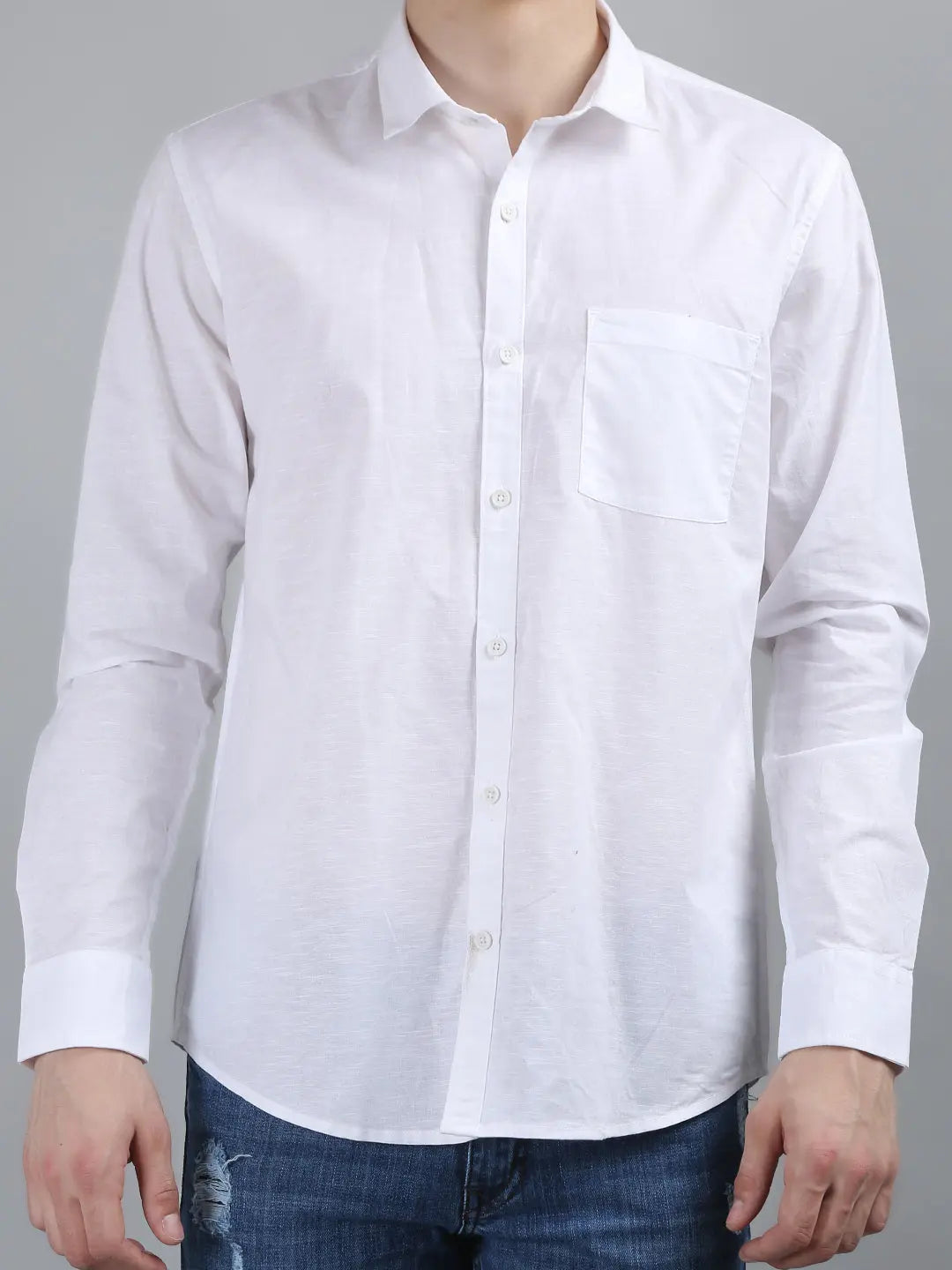 White Solid Regular Fit Shirt TIM PARIS