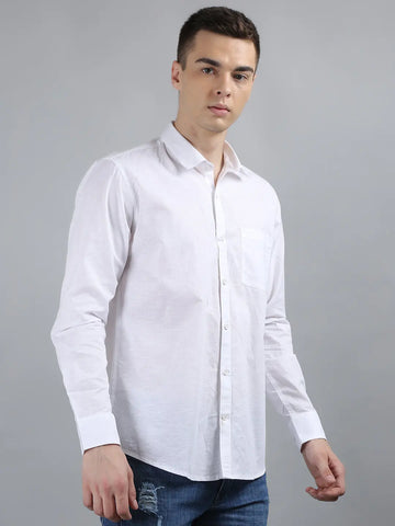 White Solid Regular Fit Shirt TIM PARIS