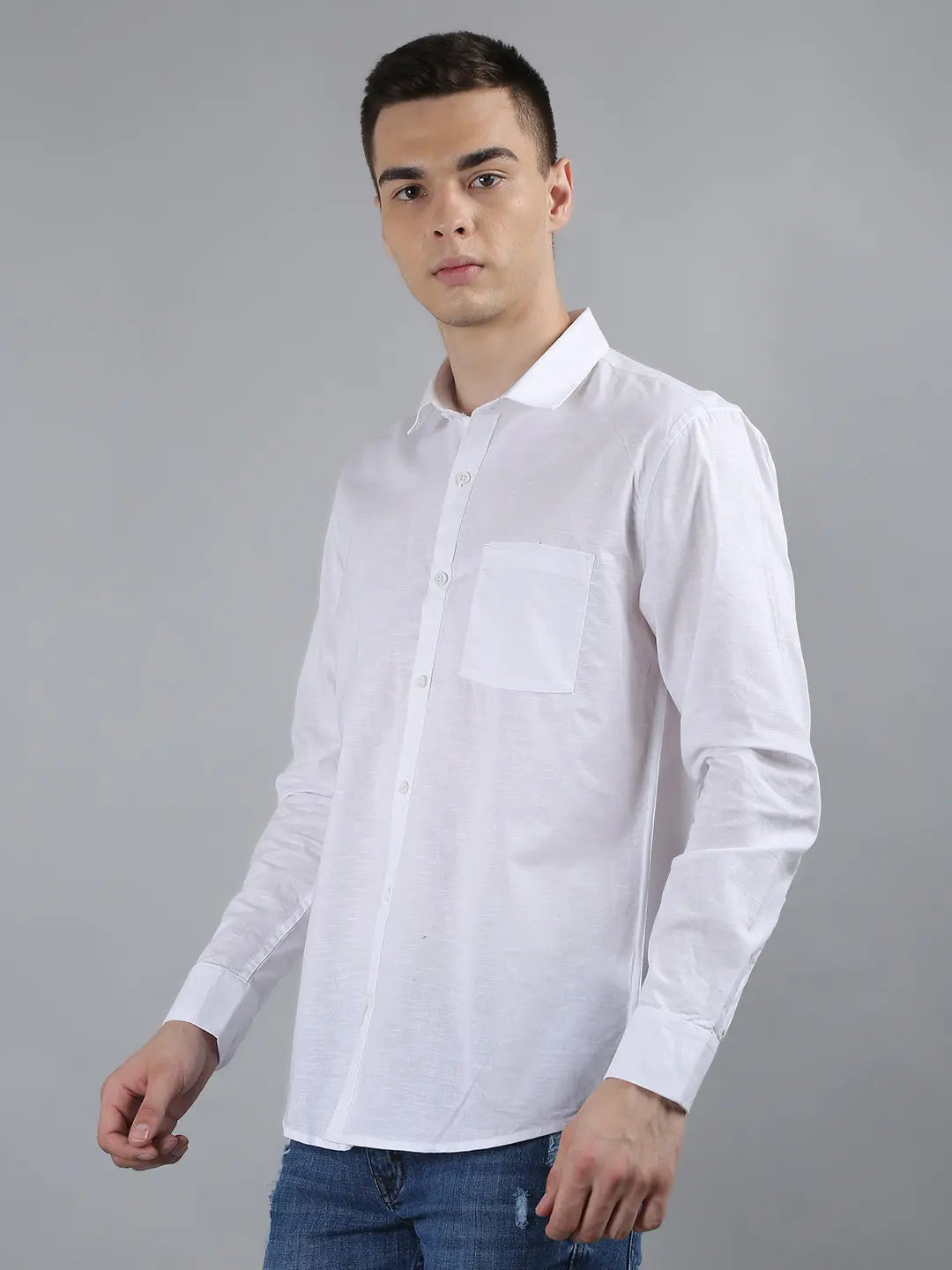 White Solid Regular Fit Shirt TIM PARIS
