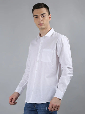 White Solid Regular Fit Shirt TIM PARIS