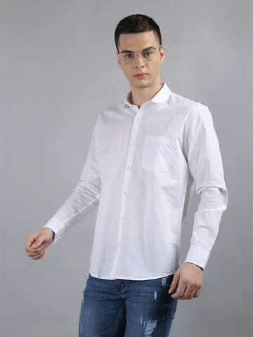 White Solid Regular Fit Shirt TIM PARIS