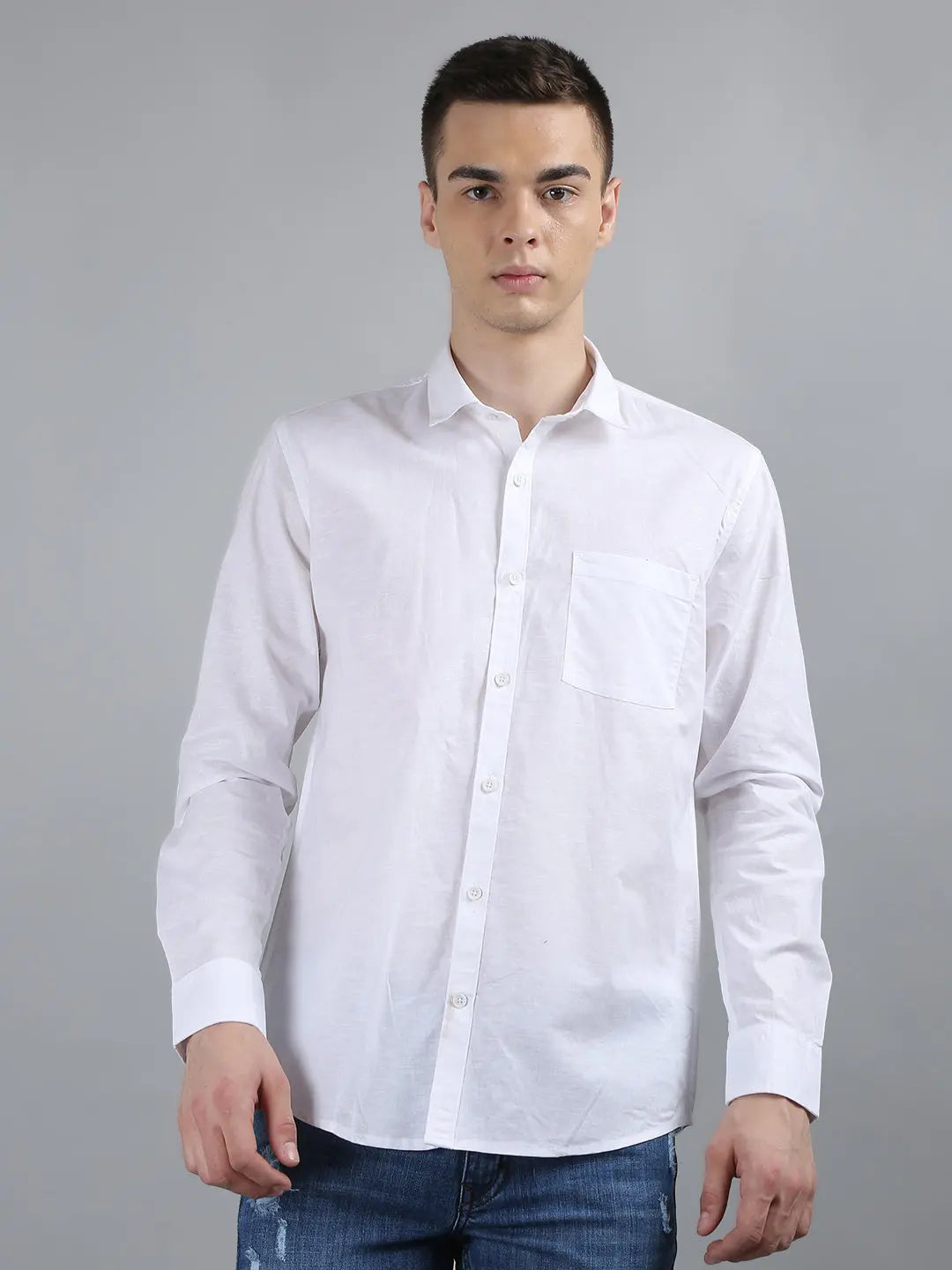 White Solid Regular Fit Shirt TIM PARIS