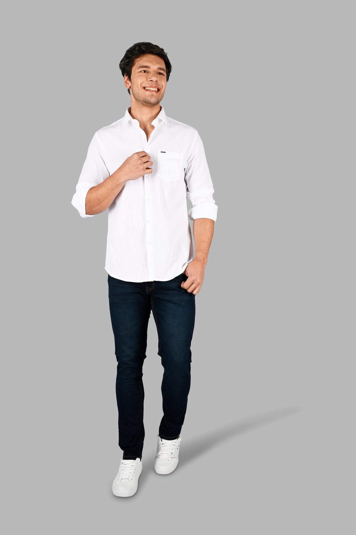 White Solid Casual Shirt