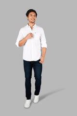 White Solid Casual Shirt