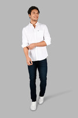 White Solid Casual Shirt