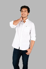 White Solid Casual Shirt