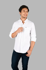 White Solid Casual Shirt