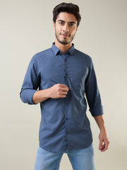 Indigo Navy Solid Regular Fit Shirt