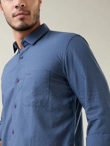 Indigo Navy Solid Regular Fit Shirt TIM PARIS