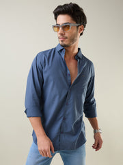 Indigo Navy Solid Regular Fit Shirt