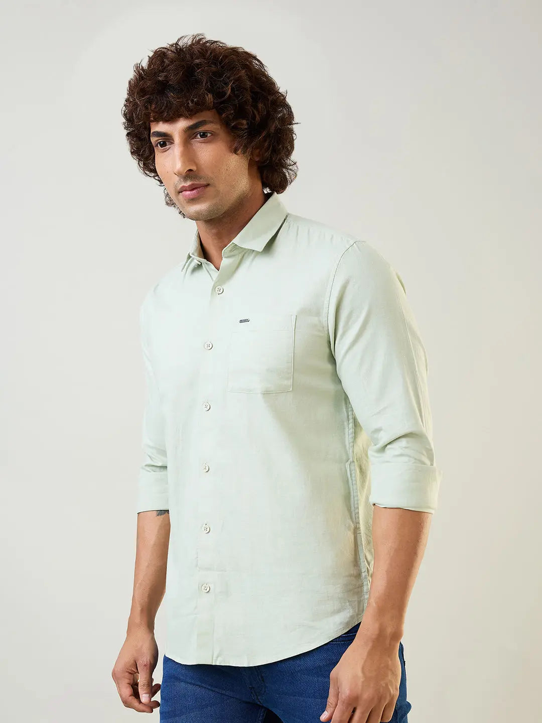 Pista Green Solid Shirt Tim Paris