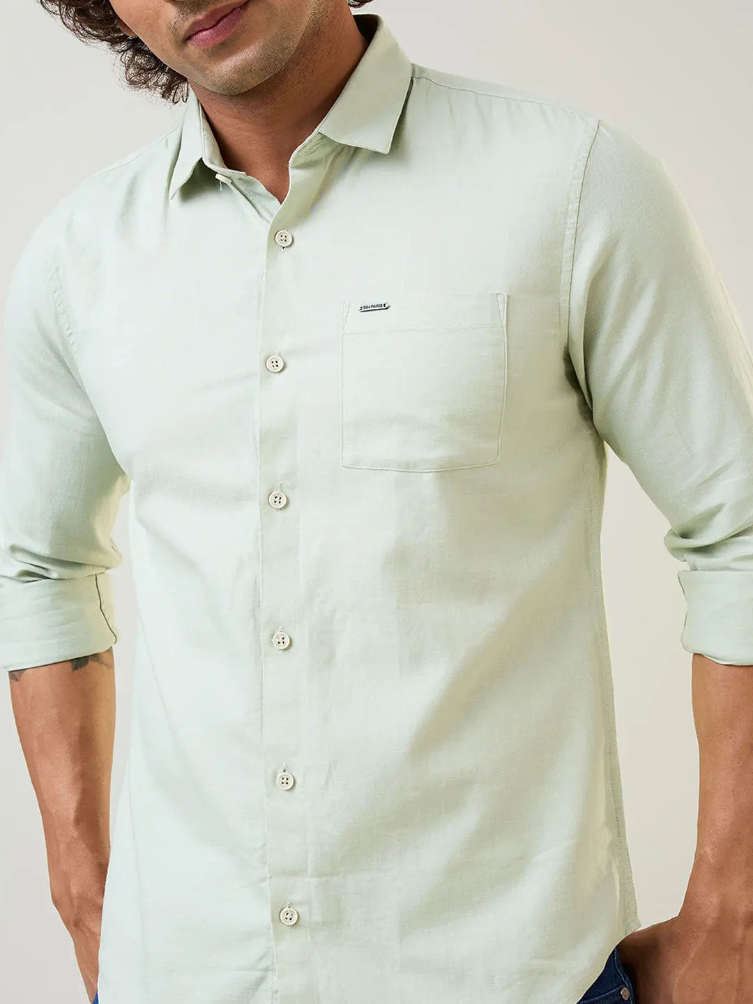 Pista Green Solid Shirt Tim Paris
