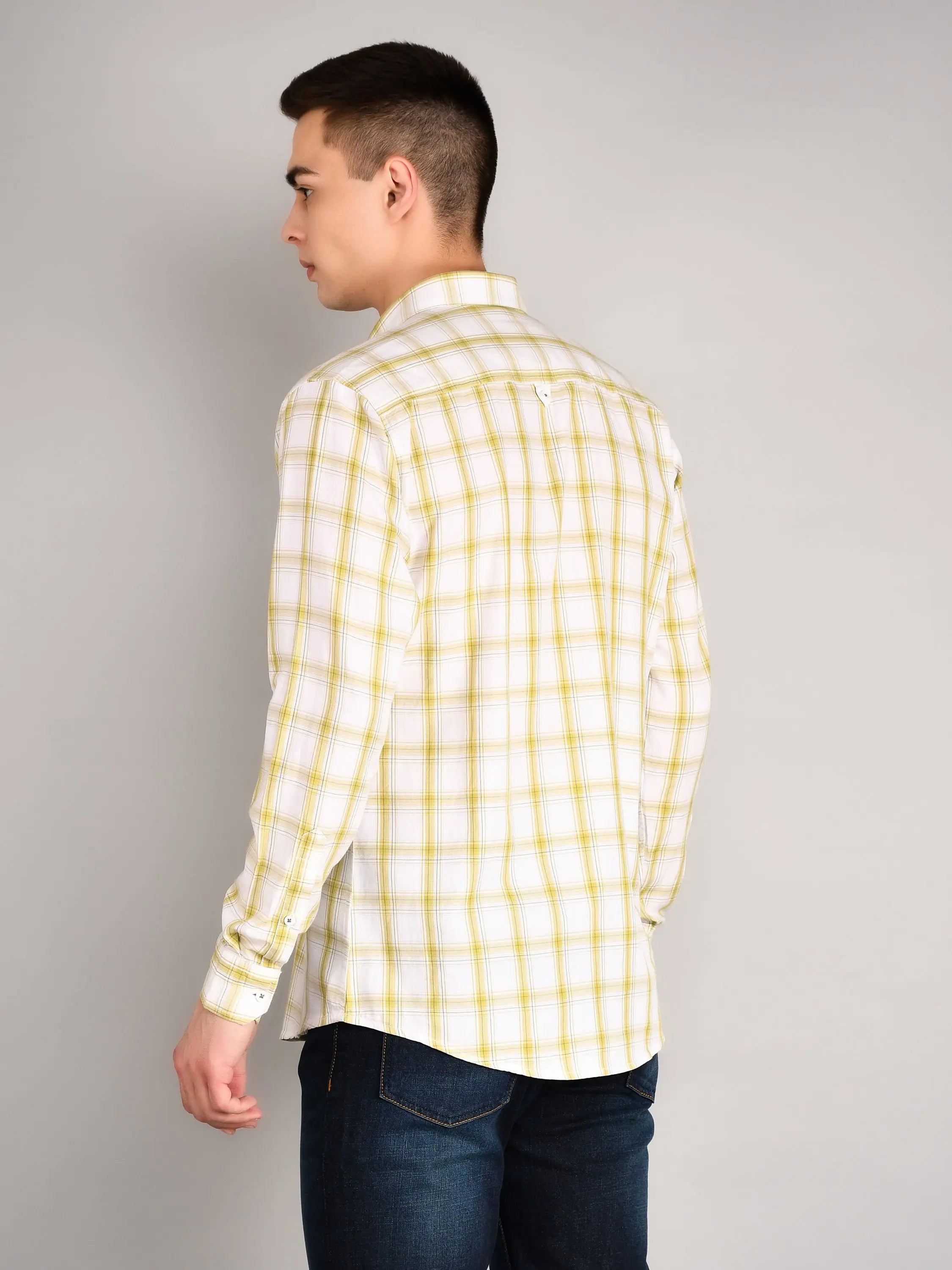 Green Checkered Regular Fit Shirt TIM PARIS