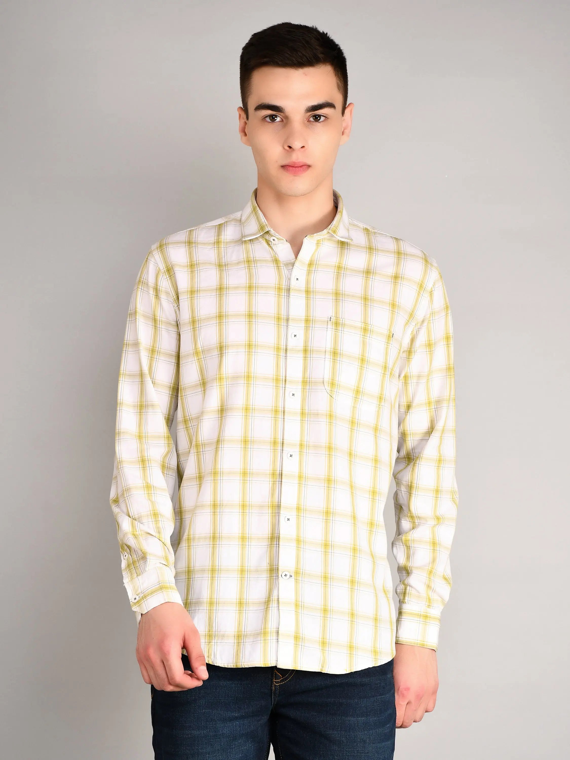 Green Checkered Regular Fit Shirt TIM PARIS