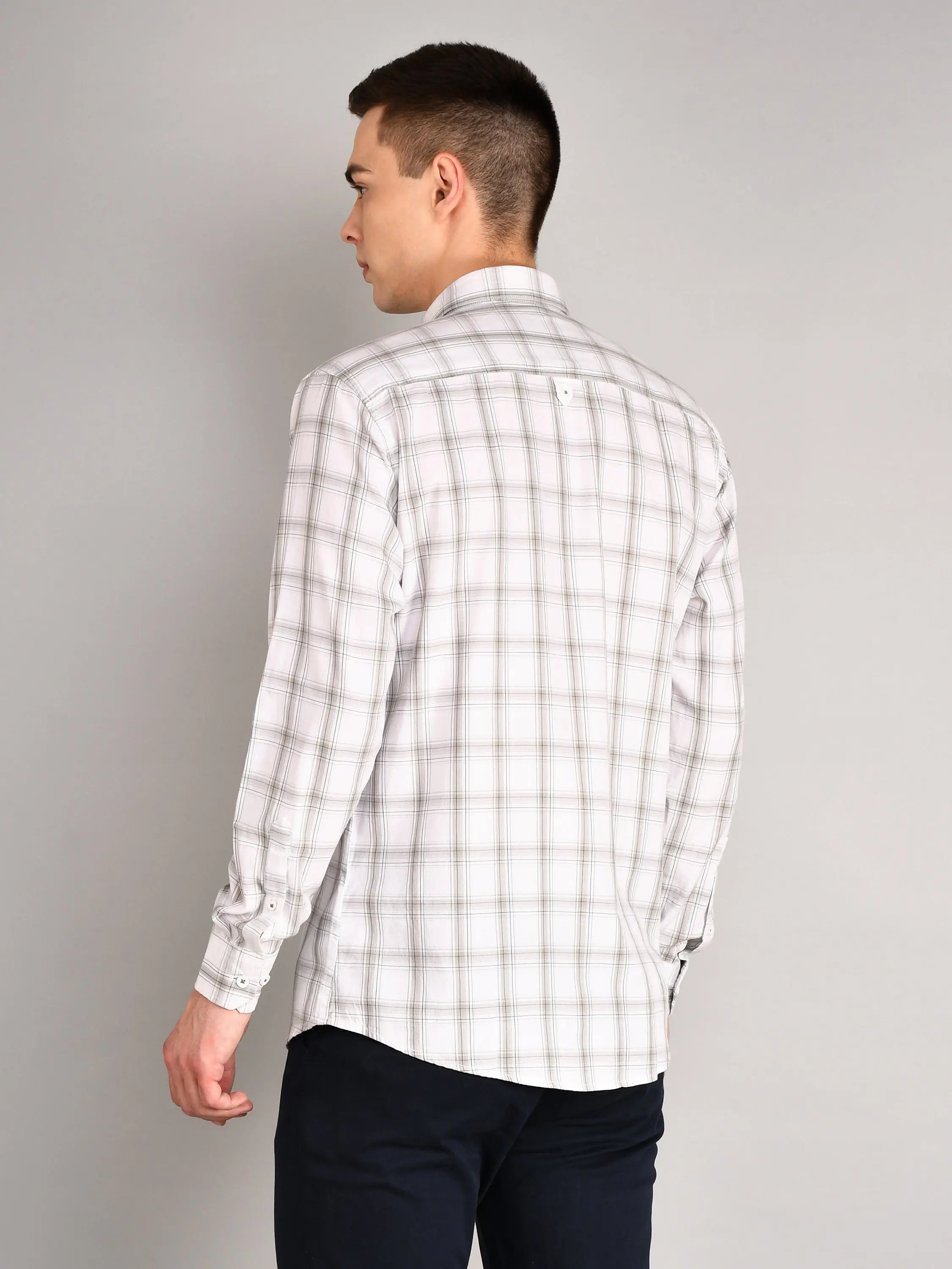 Grey Checkered Regular Fit Shirt TIM PARIS