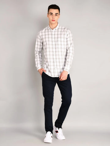 Grey & White Classic Checked Shirt Tim Paris
