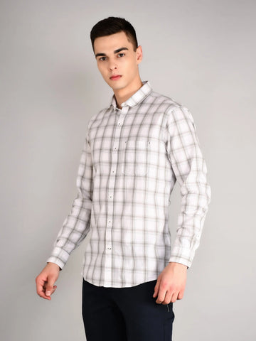 Grey Checkered Regular Fit Shirt TIM PARIS