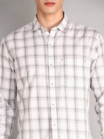 Grey Checkered Regular Fit Shirt TIM PARIS
