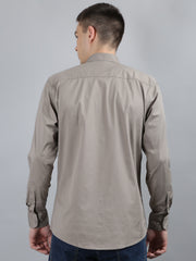 Beige Grey Classic Solid Shirt