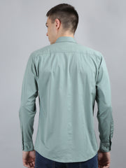 Pista Green Solid Regular Fit Shirt