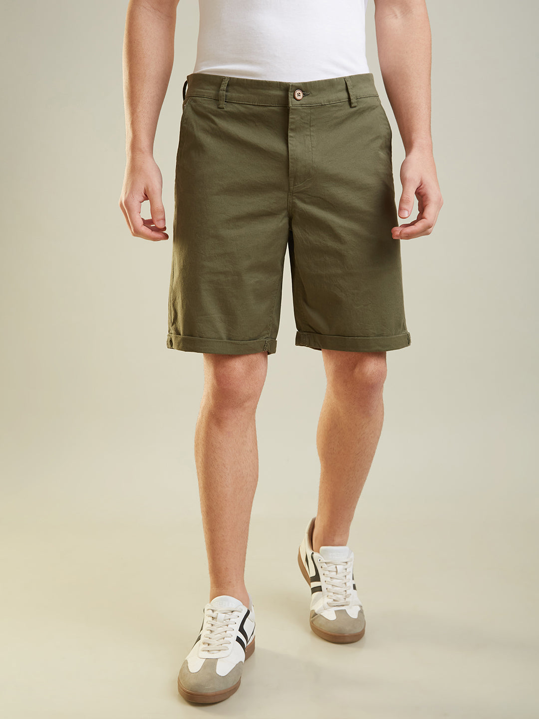 Olive Regular Fit Shorts