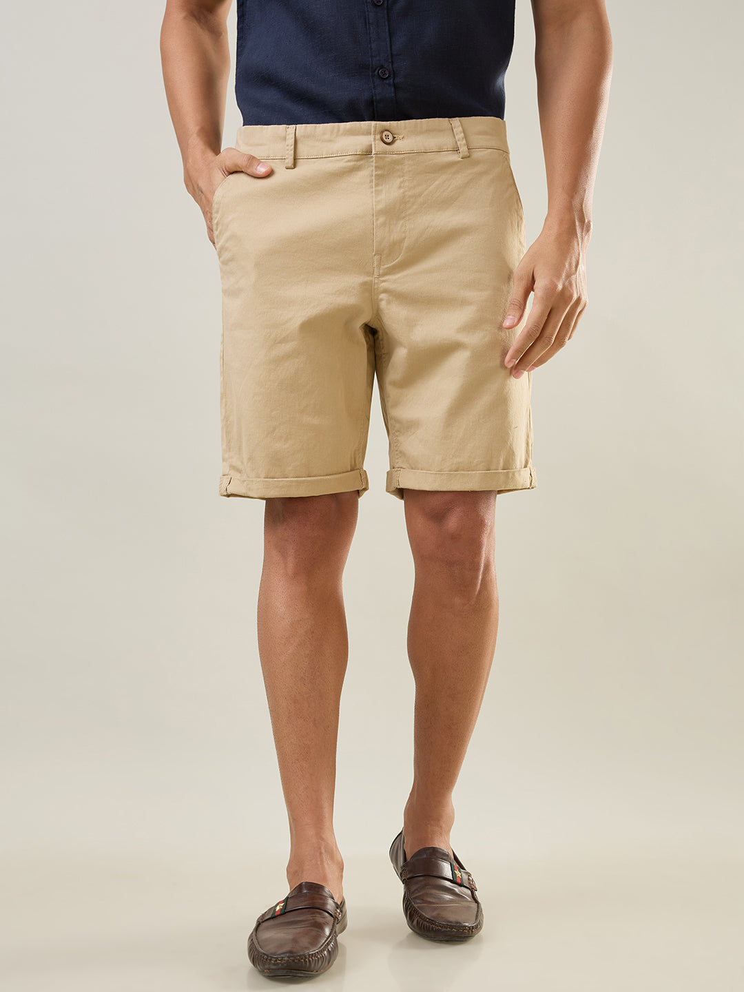 Brown Regular Fit Shorts