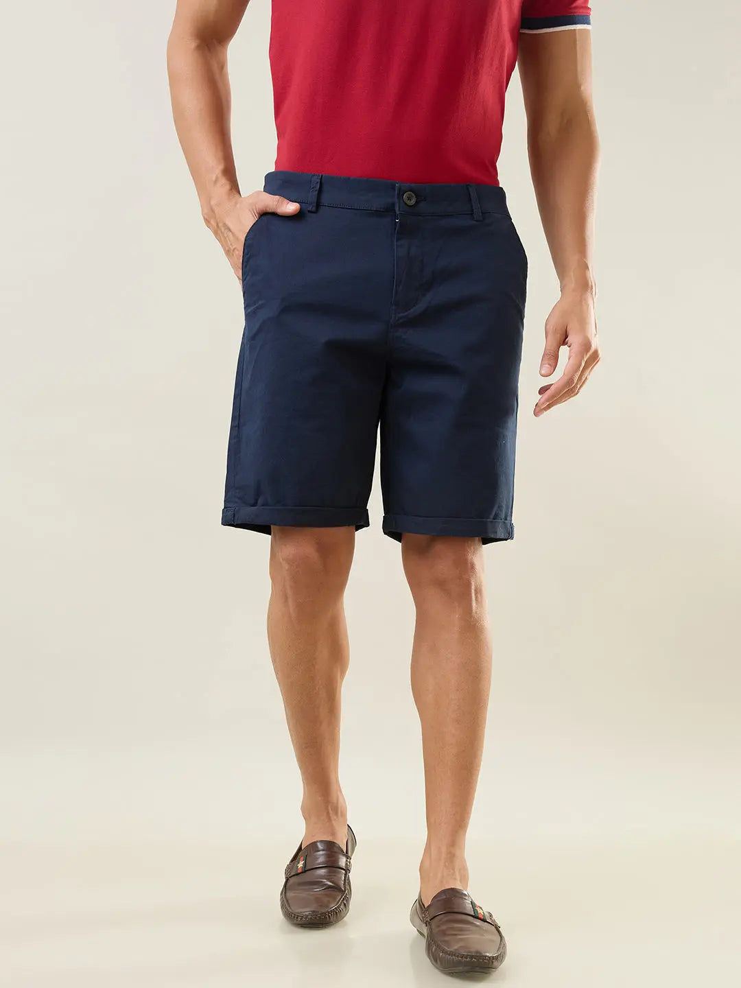 Navy Blue Regular Fit Shorts TIM PARIS