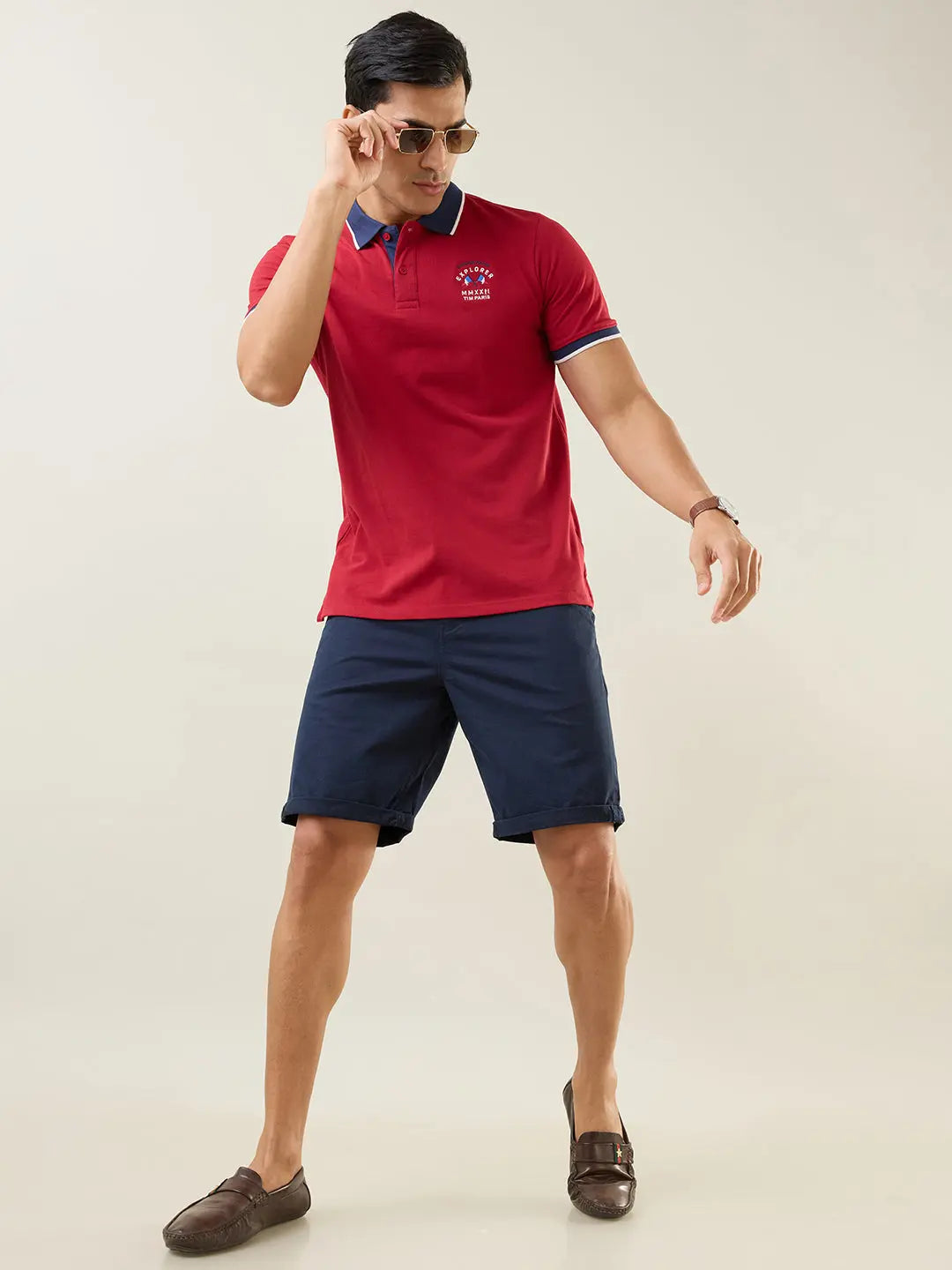 Navy Blue Regular Fit Shorts TIM PARIS