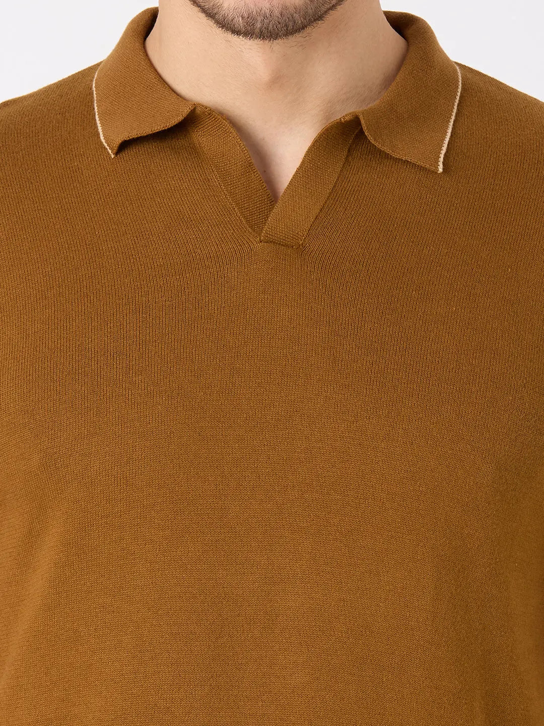 Dark Brown Solid Regular Fit Knit T-Shirt TIM PARIS