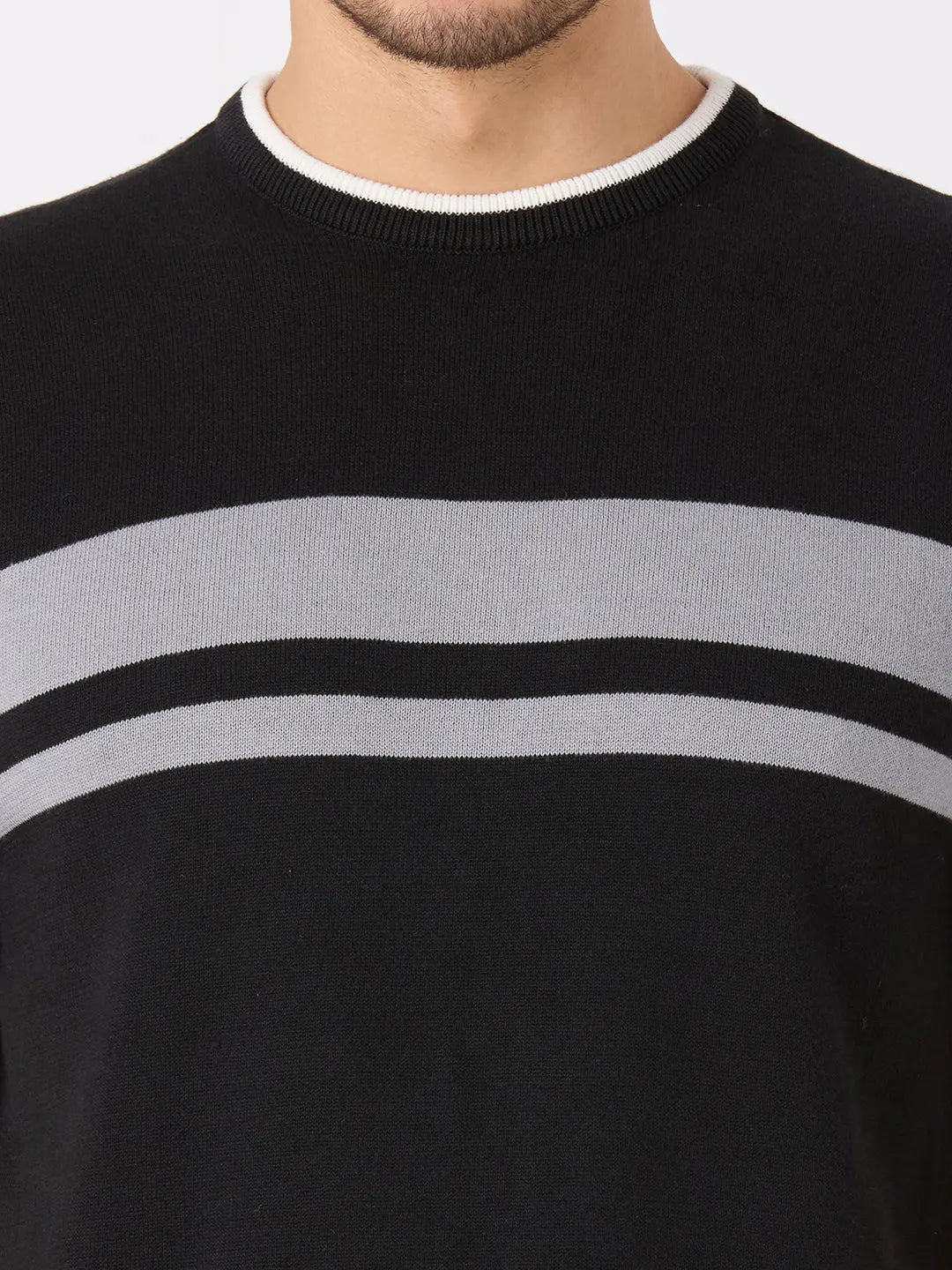 Black Solid Regular Fit Knit T-Shirt TIM PARIS