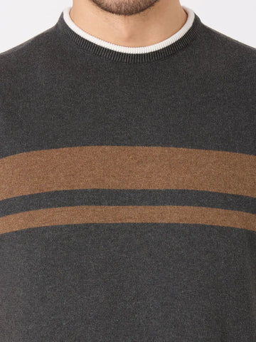 Grey Solid Regular Fit Knit T-Shirt TIM PARIS