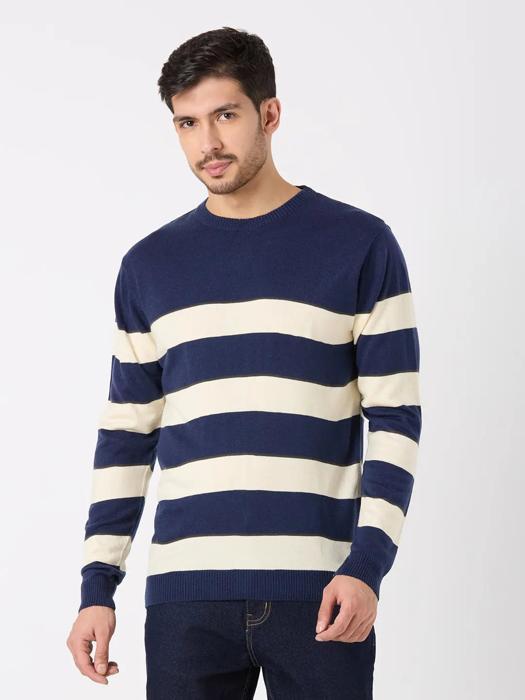 Dress Blue Solid Regular Fit Pullovers TIM PARIS