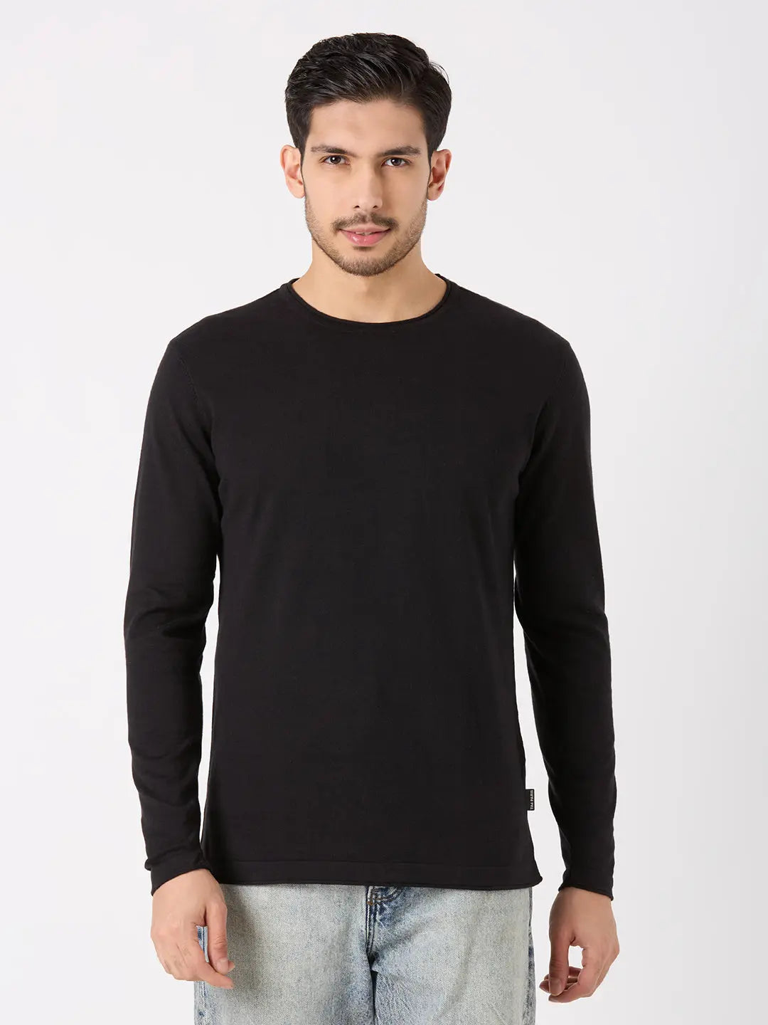 Black Striped Regular Fit Pullovers TIM PARIS