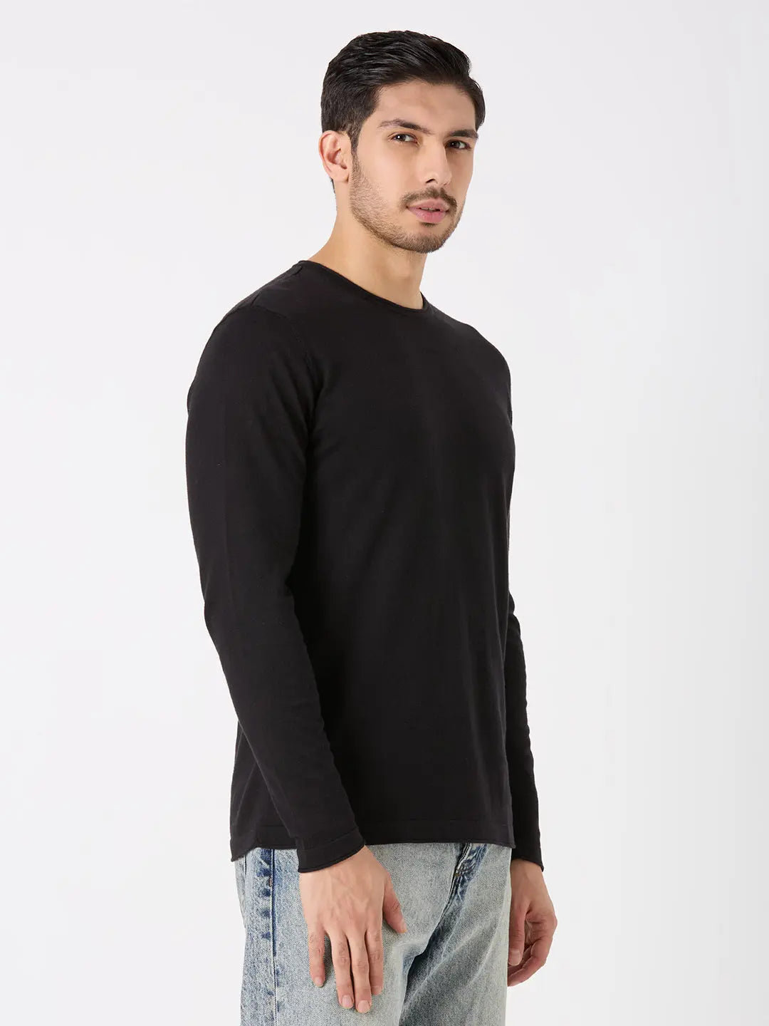 Black Striped Regular Fit Pullovers TIM PARIS