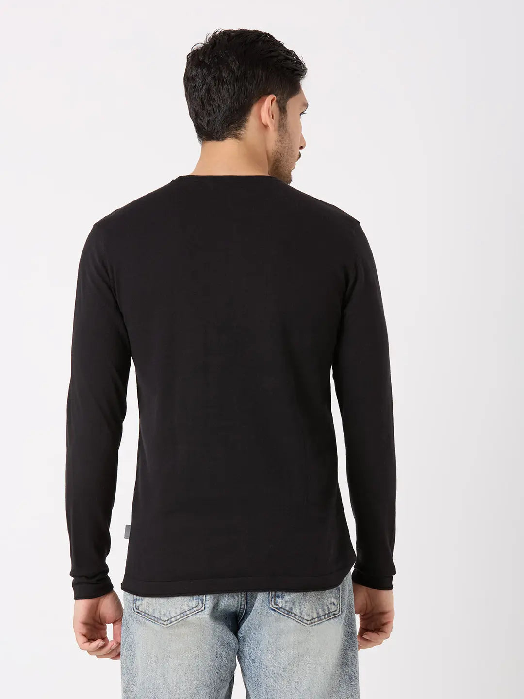 Black Striped Regular Fit Pullovers TIM PARIS